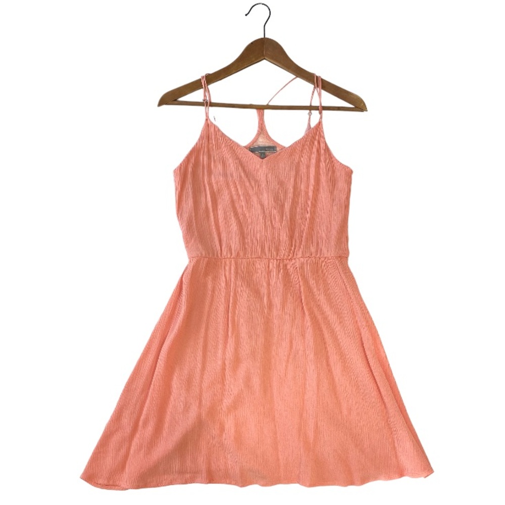 Coral Crinkle Racer Back Mini Dress